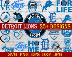 Bundle 21 Files Detroit Lions Football team Svg, Detroit Lions Svg, NFL Teams svg, NFL Svg, Png, Dxf, Eps
