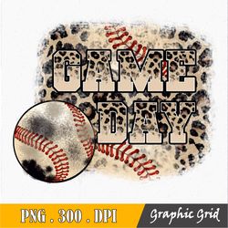 Game Day Baseball Leopard Png | Sublimation Png | Baseball Shirt Print | Baseball Clip Art