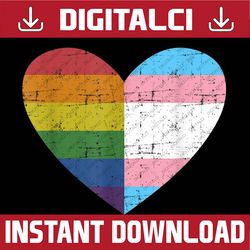 Heart With Rainbow And Transgender Flag For Pride Month LGBT Month PNG Sublimation Design
