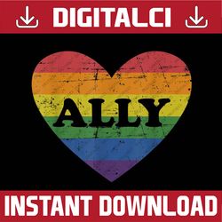 Ally rainbow flag heart for LGBT gay and lesbian support LGBT Month PNG Sublimation Design