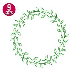 Leaf Wreath embroidery design, Digital download, Instant download