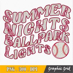 Baseball Png, Summer Nights Ballpark Nights Png Design, Baseball Sublimation Design Transfer, Sports Png, Summer Png, Re