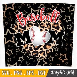 Baseball Mom Glitter Leopard 20oz Skinny Tumbler Sublimation Designs For Straight, Tapered Tumbler Design, Png Digital D