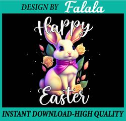 Happy Easter Bunny Rabbit Flower Graphic Png,Watercolor Easter Eggs Clipart Png, Easter Png, Digital download