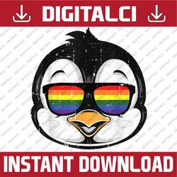 Penguin Sunglasses Gay Pride Animal Proud LGBT-Q Ally LGBT Month PNG Sublimation Design