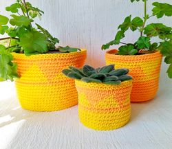 Crochet plant pot cozy pattern 3 sizes - Crochet flower pot cover pattern - Tapestry mosaic crochet - Jacquard crochet