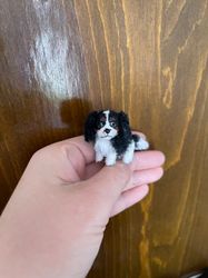 Miniature King Charles Spaniel puppy ooak dog pet friend for doll custom figurine dollhouse miniatures handmade crochet