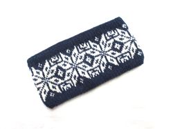 Wool knitted headband ear warmers hand knitted Norwegian headband head wrap unisex winter hair accessory Christmas gift
