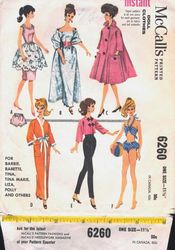 Barbie outfits Pattern to fit 11 1/2 inch Doll dress pattern Vintage sewing pattern McCall's 6260 Digital download PDF