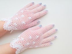 Victorian Wedding Lace Gloves Crochet Bridal Vintage Summer Gloves Mother of Bride Civil War Lace Gloves Gift for Her
