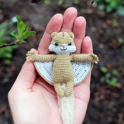 Flying squirrel doll, Amigurumi animals crochet amigurumi, squirrel crochet toy, squirrel stuffed toy, Squirrel plushie