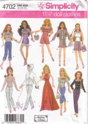 Simplicity 4702 Fashion doll clothes pattern Sewing for dolls Sewing pattern Vintage Retro pattern Digital download PDF