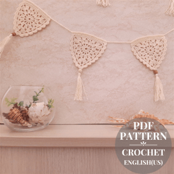 Crochet pattern bunting, bunting garland, granny triangle, crochet triangle, easy crochet pattern pdf, crochet motif