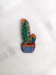 Cactus Brooch Plant Brooch Handmade Brooch Embroidery Brooch Accessory Floral Brooch Pin