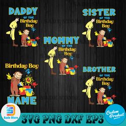 Curious George Birthday Svg, Personalized Name and Age Customized Curious George Family svg
