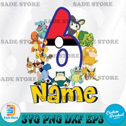 Pokemon Birthday SVG, Funny Pikachu Game Cartoon Kids Toddler Adult T-SVG, Long-sleeve, Custom Personalized Birthday
