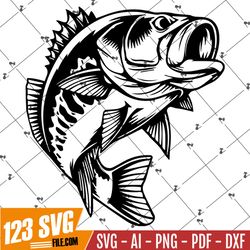 Bass Fishing Svg, Fishing Svg, Bass Fish Svg, Bass Clipart, Bass Vector, Bass Cricut, Bass Cut file, Fish Svg, Fish Hook