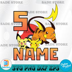 Pokemon Pikachu Electric Family Gaming Birthday Gift For Son Daughter Funny Custom Name Unisex T-SVG For Men Women Kids