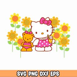 Kawaii Kitty with Yellow Flowers | SVG | PNG | Layered SVG | Sublimation Design YatzirisArtDesignss