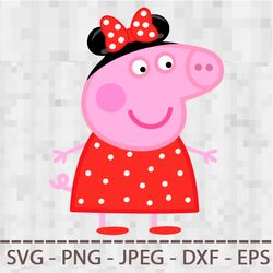 Peppa Pig minnie SVG PNG JPEG Digital Cut Vector Files for Silhouette Studio Cricut Design