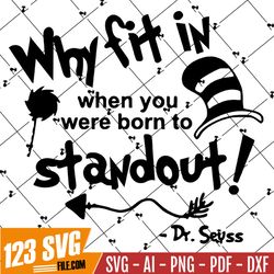 Why fit in when you were born to stand out svg, svg, Cat hat, svg cut files, png, dxf, jpg, sublimation print, iron on t