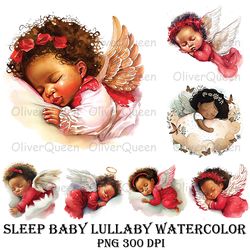 sleep baby lullaby watercolor, baby png, sleep baby clipart