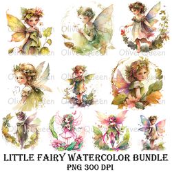 Little fairy watercolor bundle PNG, Little fairy PNG, Little fairy vector