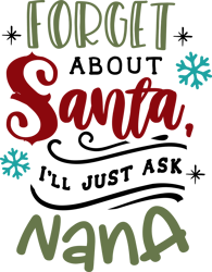 Forget about Santa ask nana, Merry Christmas Svg,  Funny ChristmasPng, Merry Christmas Png, Christmas Png
