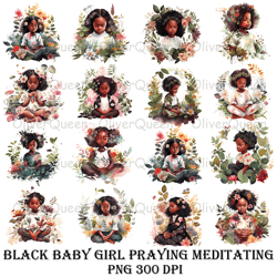 black baby girl praying meditating, black baby png, baby png