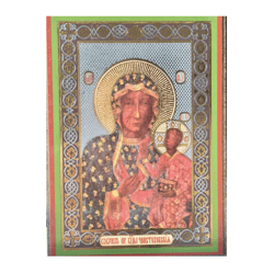 Czestochowa Icon of the Most Holy Theotokos | Silver and Gold foiled miniature icon |  Size: 2,5" x 3,5" |