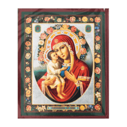 Zhirovick Mother of God | Silver and Gold foiled miniature icon |  Size: 2,5" x 3,5" |
