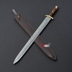 custom handmade damascus steel dagger hunting swords with leather sheath gift swords hand forged swords mk012n