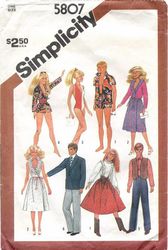 Simplicity 5807 Pattern for doll Barbie clothes Blouse, Skirt, Dress, Jacket, Bathing, Shirt, Pants Digital download PDF
