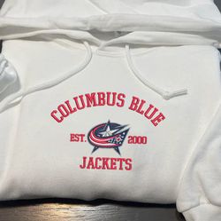 Columbus Blue Jackets Embroidered Sweatshirt, NHL Embroidered Sweater, Embroidered NHL Shirt, Hockey Embroidered Hoodie
