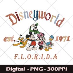 Retro Vintage Walt Disney World Est 1971 Florida PNG, Mickey and Friend PNG, Disneyworld Est 1971 PNG, Disney Family PNG