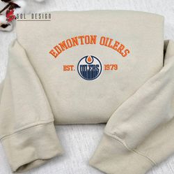 Edmonton Oilers Embroidered Sweatshirt, NHL Embroidered Sweater, Embroidered NHL Shirt, Hockey Embroidered Hoodie