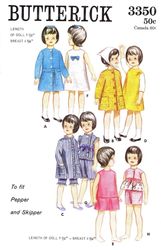 Butterick 3350 doll clothes pattern 9 1/2'' doll Coat, Robe, Dress, party dress, Pants, pajamas Digital download PDF