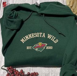 Minnesota Wild Embroidered Sweatshirt, NHL Embroidered Sweater, Embroidered NHL Shirt, Hockey Embroidered Hoodie