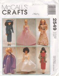 McCall's 2549 barbie doll pattern Barbie dress pattern stole pattern Gown, Cape, wrap top Digital download PDF
