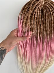 Ombre DE braids, double ended Brown pink white braids