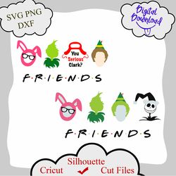 Bundle 2 files Christmas Friends SVG, Christmas Movie Characters SVG, Christmas Movie Clipart, Cut File, Cricut, Silhoue