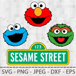 Sesame street Cookie Monster SVG PNG JPEG Digital Cut Vector Files for Silhouette Studio Cricut Design