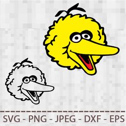 Sesame street Cookie Monster Big Bird face SVG PNG JPEG Digital Cut Vector Files for Silhouette Studio Cricut Design