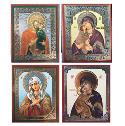 ELEUSA set of 4 icons of Virgin Mary |  Russian Icons of the Mother of God - Eleusa type of depiction