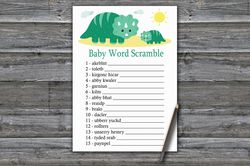 Dinosaur themed Baby word scramble game card,Dinosaur Baby shower games printable,Fun Baby Shower Activity-342