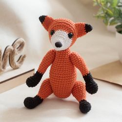 Amigurumi Fox Pattern in PDF, Plush Toy, Stuffed sitting forest animal