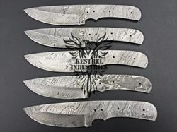 Lot of 5 Damascus Steel Blank Blade Knife For Knife Making Supplies, Custom Handmade FULL TANG Blank Blades (SU-144)
