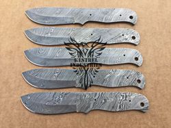 Lot of 5 Damascus Steel Blank Blade Knife For Knife Making Supplies, Custom Handmade FULL TANG Blank Blades (SU-148)