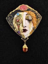 Necklace-brooch  "Golden Tears" based on the painting by Anne-Marie Zilberman