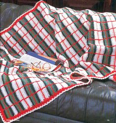 Christmas Plaid Throw Afghan Vintage Crochet Pattern 260 PDF